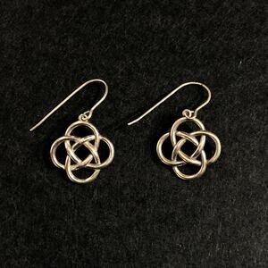 Celtic Knot 925 Sterling Silver Dangle Drop Earrings Hook Geometric Metallic